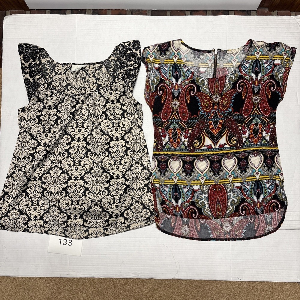 Lot 2 Women's Small LOFT & Hippie Rose Tops Blouses Floral Paisley Printed